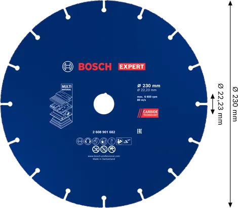Bosch EXPERT Multi Material Hardmetalen doorslijpschijf 230 mm.
