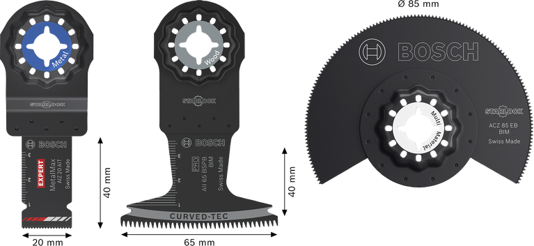 Bosch Hardhout- en Metaalset 3 stuks Starlock-messen.