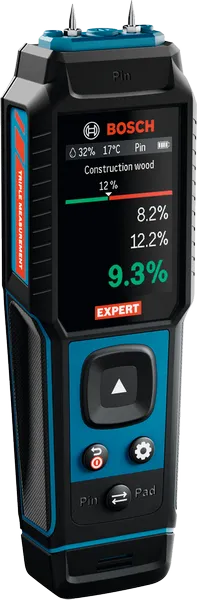 Bosch EXMM3-17 materiaalvochtigheidsmeter met digitaal display.