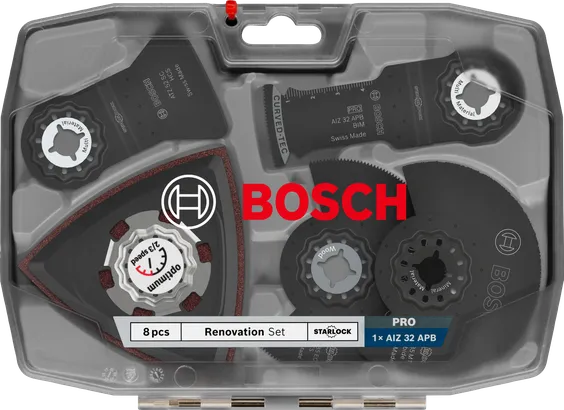 Bosch Renovatiemesset 8-delig in kunststof koffer.