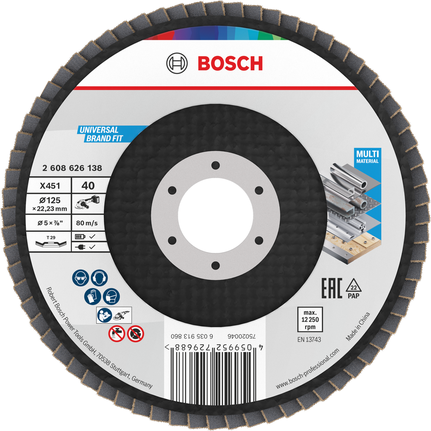 Bosch X451 lamellenschijf 125 mm G40 voor multimateriaal.