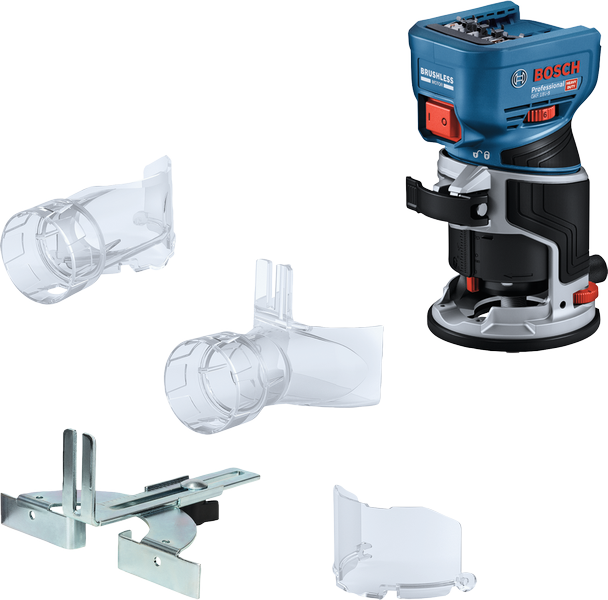 Bosch GKF18V-8 accu bovenfrees met accessoires.