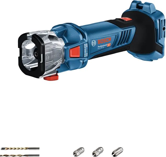 Bosch GCU 18V-30 accu-uitslijpmachine met boortjes.