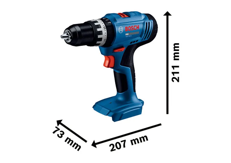Bosch GSB 18V-25 accuboormachine, 211 mm hoog.