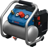 Bosch GKO18V-51 luchtcompressor met manometers.