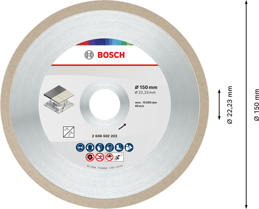 Bosch keramische doorslijpschijf 150 mm voor tegels.