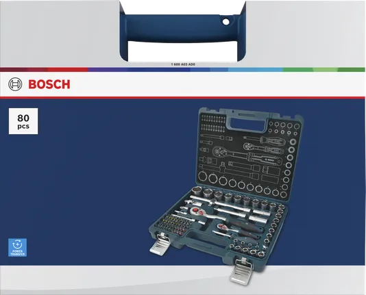 Bosch ratelsleutelset 1/4" + 1/2" (80 stuks) in koffer.