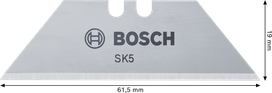 Bosch trapeziumvormig lemmet van SK5-staal, 61,5 mm, voor vouwmesjes.
