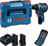 Bosch GSR12V-31 accuboormachine set met koffer en accessoires.