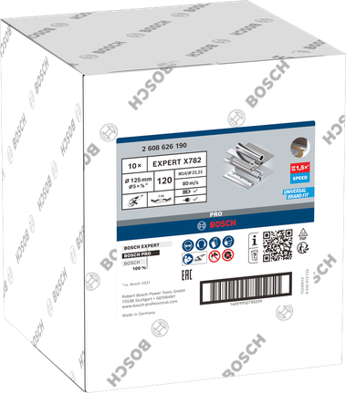 Bosch Expert X782 lamellenschijf 125 mm korrel 120 stuks doos.