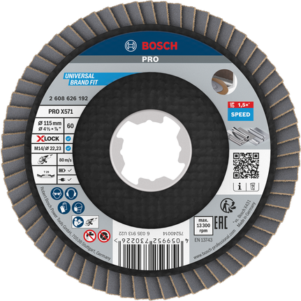 Bosch PRO X571 lamellenschijf, hoek 115 mm, G60 X-Lock.