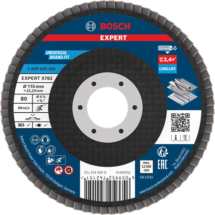 Bosch EXPERT X782 lamellenschijf 115 mm G80 lange levensduur.