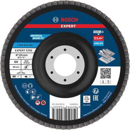 Bosch EXPERT X782 lamellenschijf 125 mm G60 voor een lange levensduur.