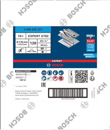 Bosch EXPERT X782 lamellenschijf 125 mm G120 voor metaal.
