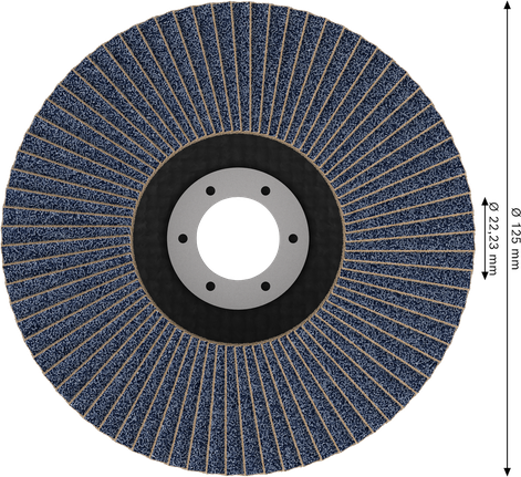 Bosch PRO X571 lamellenschijf 125 mm G80, gehoekt voor slijpen.