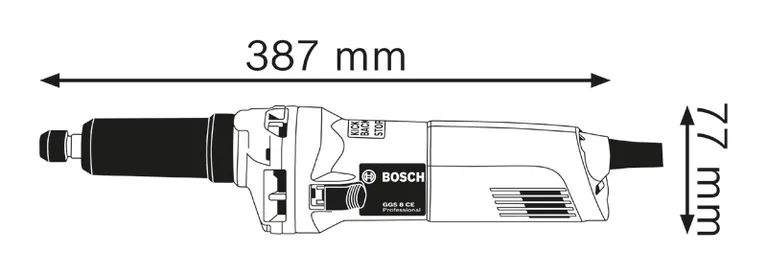 Zijaanzicht van de rechte slijpmachine.