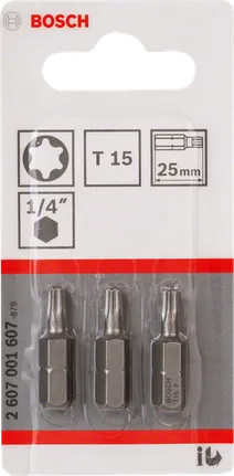 Комплект от 3 битове за отвертка Bosch T15 25 мм.