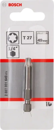 Бит за отвертка Bosch T27 49 мм за шестостен 1/4 инча.
