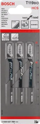 Комплект вълнообразни ножове за прободен трион Bosch T 119 BO за дърво.