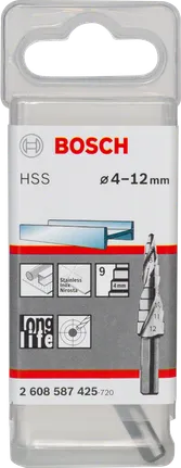 Стъпаловидно свредло Bosch HSS 4–12 мм.