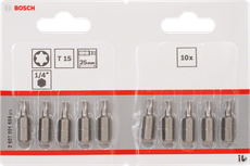 Битове за отвертка Bosch Extra Hard T15 25 мм, пакет от 10 броя.
