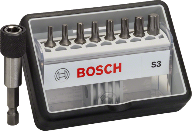 Комплект битове за отвертка Bosch Robust Line Extra Hard, 8+1 части.
