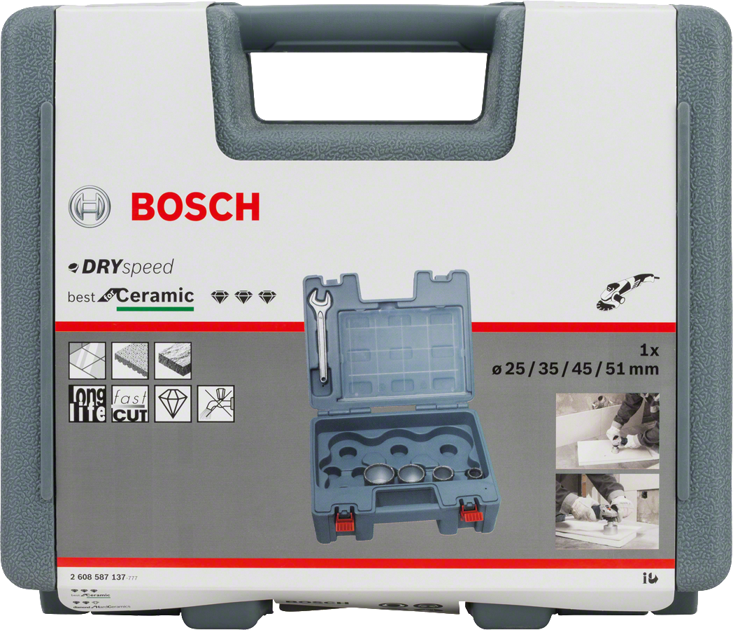 Комплект диамантени фрези Bosch DrySpeed, 4 части, за керамика.