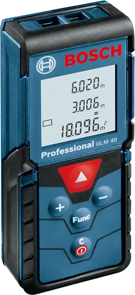 Лазерен измервателен уред Bosch GLM 40 с дигитален дисплей.
