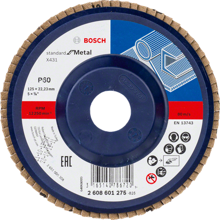 Ламелен диск Bosch X431 за метал, 125 мм зърнистост 60.