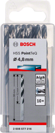 Комплект спирални свредла Bosch HSS PointTeQ 4.8 мм.