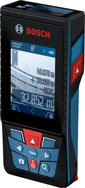 Лазерен измервателен уред Bosch GLM 120 C с дигитален дисплей.