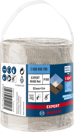 Шлифовъчна мрежа Bosch EXPERT M480 ролка 93 мм × 5 м P180.