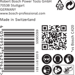 Етикет за шкурка Bosch EXPERT C470 с икони за безопасност.