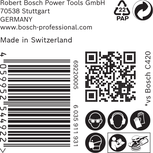 Етикет за шкурка Bosch C470 с икони за безопасност.