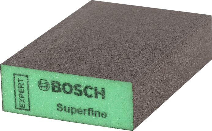 Шлайфмашина Bosch супер фина, зелена правоъгълна подложка.
