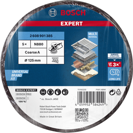 Bosch EXPERT N880 флисов диск 125 мм едър за орбитални шлайфмашини.