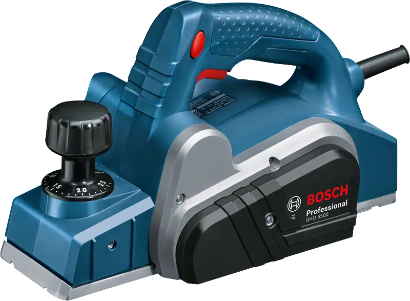 Електрическа ренде Bosch GHO 6500 с копче за регулиране на дълбочината.