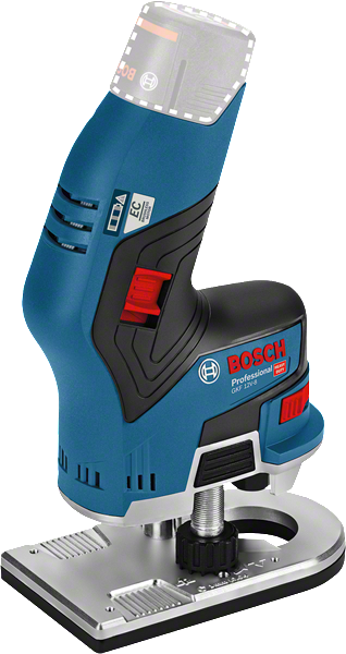 Акумулаторен ръчен рутер Bosch GKF 12V-8 за прецизно оформяне на ръбове.