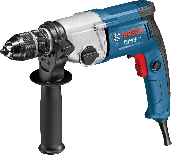 Бормашина с кабел Bosch GBM 13-2 RE със странична дръжка.