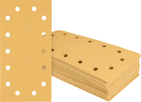 Шлифовъчни листове Bosch с множество отвори за прахоулавяне.