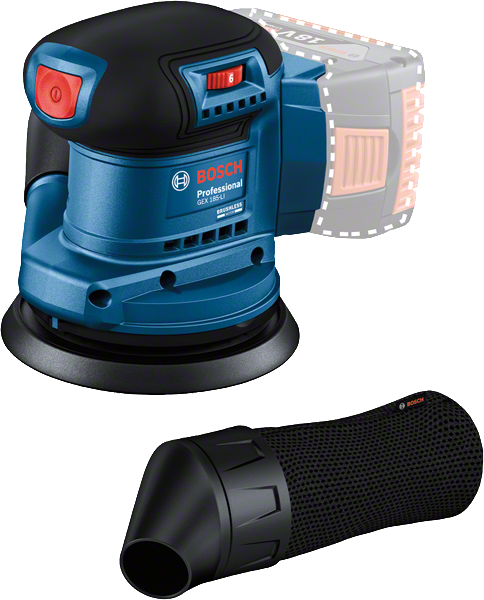 Ексцентрикова шлайфмашина Bosch GEX 185-LI с филтър за прах.