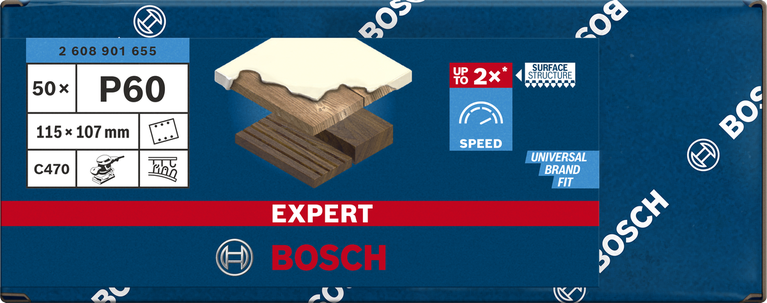 Шкурка Bosch EXPERT C470 115×107 мм P60 50 бр.