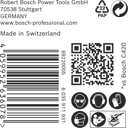 Шкурка Bosch EXPERT C470 115×107 мм G120 50 броя.