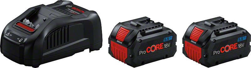 Стартов комплект Bosch със зарядно устройство GAL 1880 CV и две батерии 18V 5.5Ah ProCORE.