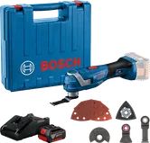 Комплект акумулаторни мултифункционални инструменти Bosch GOP 185-LI с аксесоари.