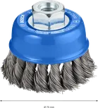 Тежка чашова четка Bosch PRO Metal 75 мм за ъглошлайфи.