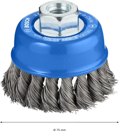Тежка чашова четка Bosch PRO Metal 75 мм за ъглошлайфи.