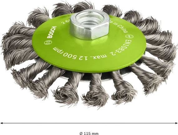 Четка за рязане Bosch PRO от неръждаема стомана с дебелина 115 мм.