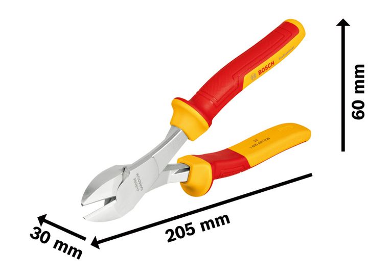 Клещи резачки със странични режещи челюсти за диагонално рязане и голям лостов механизъм VDE 200 mm
