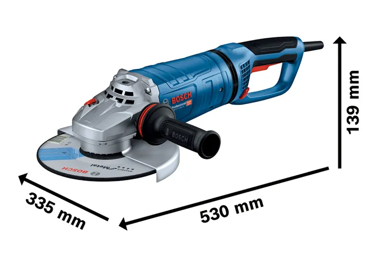 Ъглошлайф Bosch GWS 27-230 JR със странична дръжка.